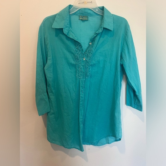 Giacomo Cinque Tops - Antics Sartoria by Giacomo Cinque Turquoise Blouse